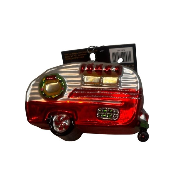 Retro-Inspired Camper Glass Christmas Ornament Festive Details Holiday New Gift - Picture 2 of 4